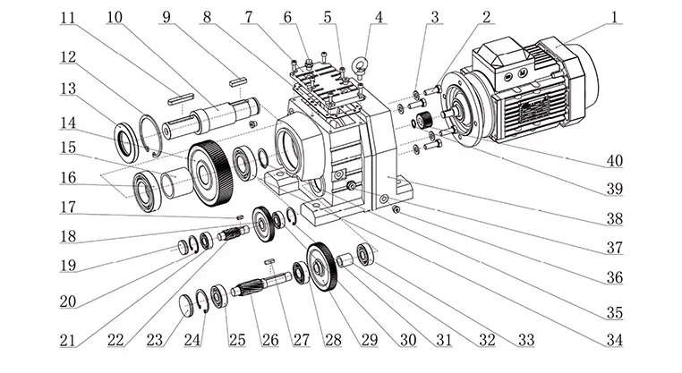 R Series Helical Gearbox Parts