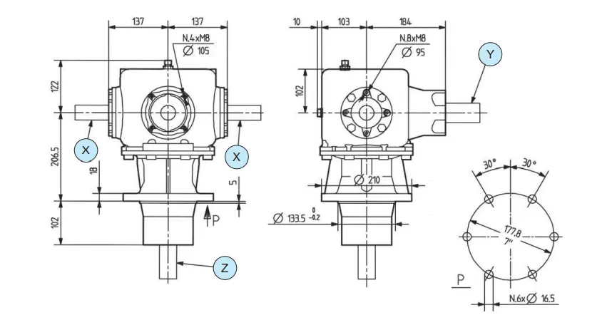 Rotary Mower Gearbox TF-285B Specifications