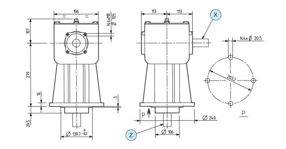 Rotary Mower Gearbox LF 139A Specifications