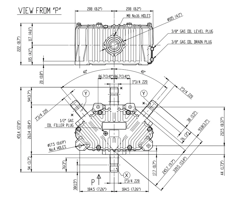 Rotary Mower Gearbox Specifications T-305J