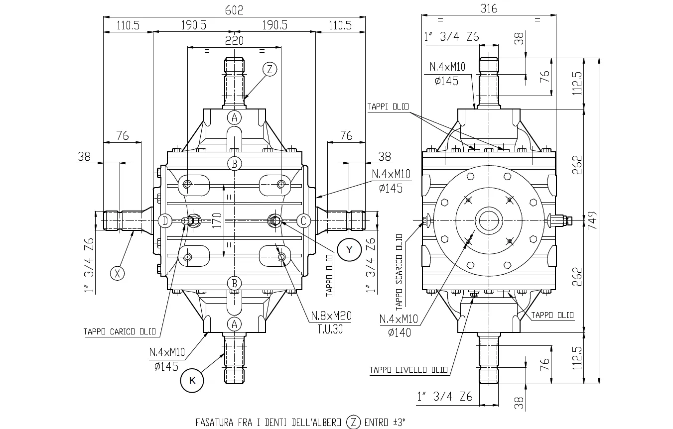 Flail Mower Gearbox T-331A Specifications