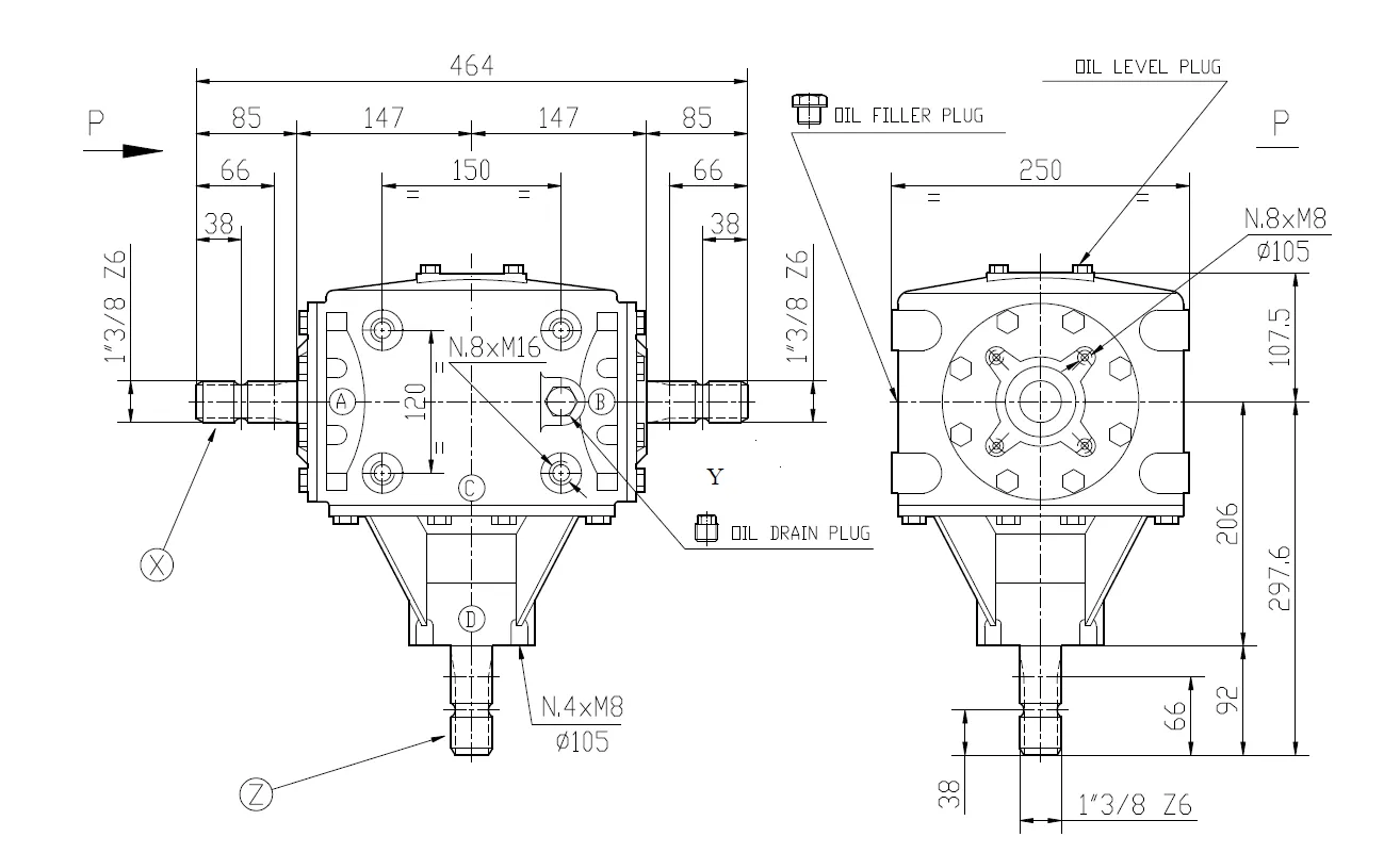 Flail Mower Gearbox T-269B Specifications