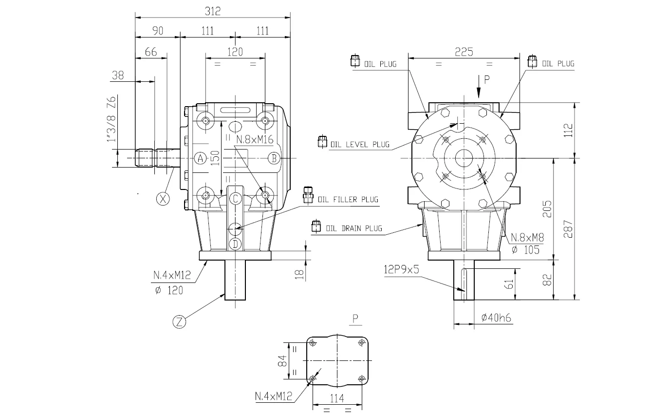 Flail Mower Gearbox T-290A Specifications
