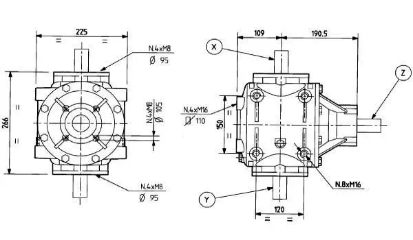 Flail Mower Gearbox T-292B Specifications