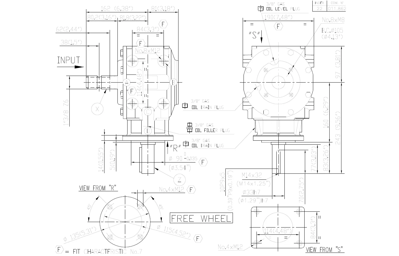 Flail Mower Gearbox T-311J Specifications