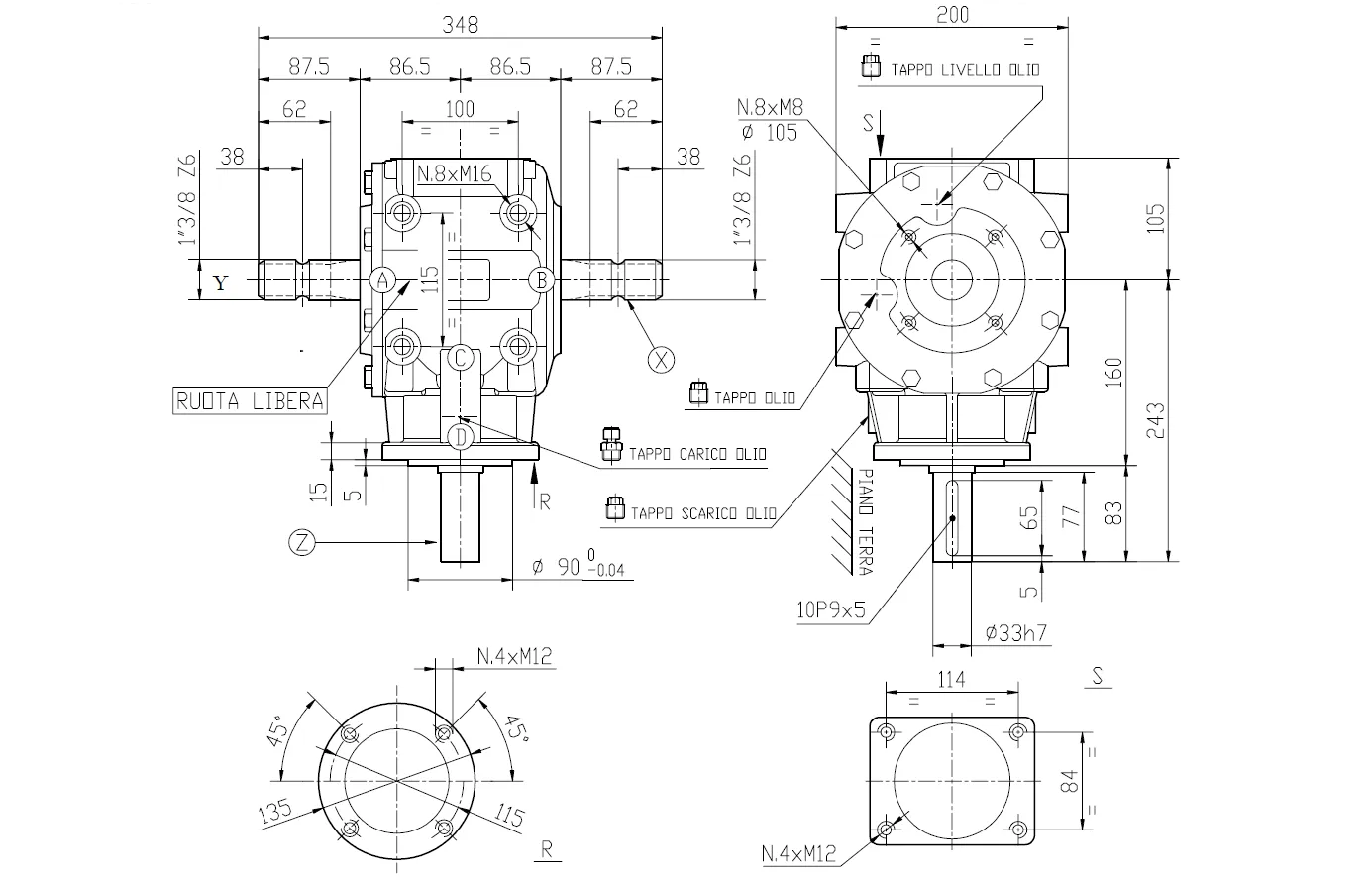 Flail Mower Gearbox T-312A Specifications
