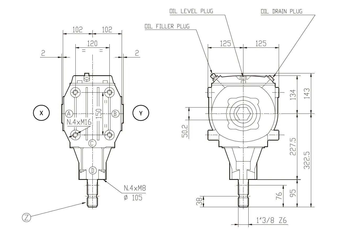 Rotary Tiller Gearbox TB-22C Specifications