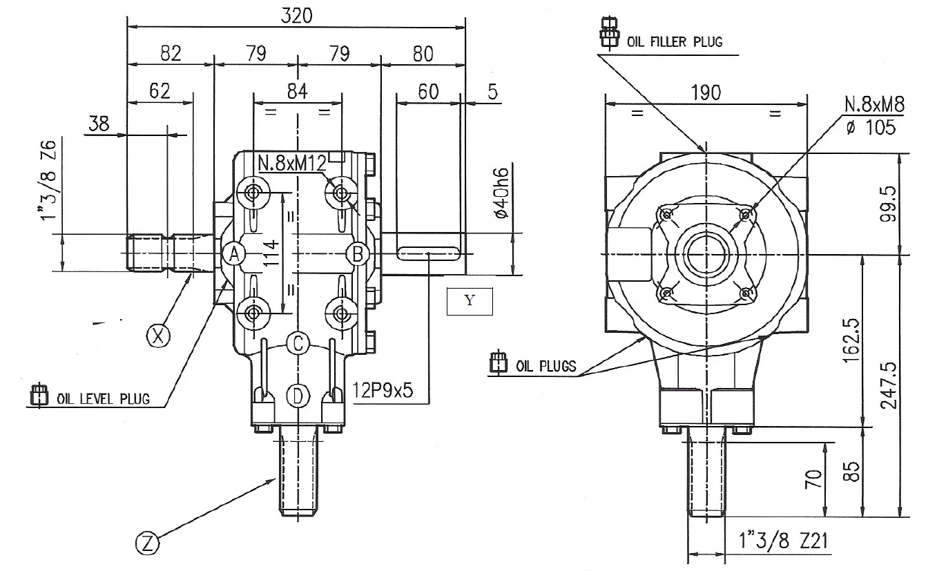 Round Baler Gearbox T-304A Specifications