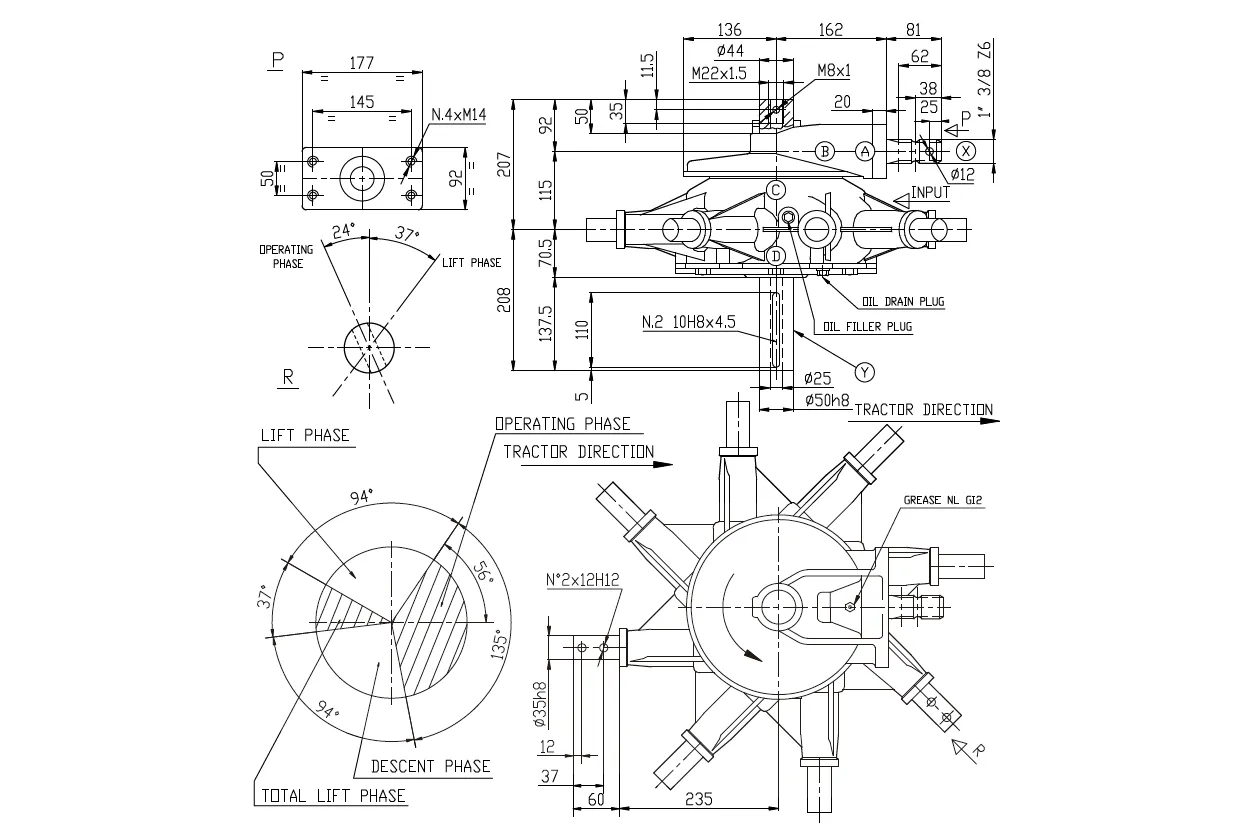 Rotary Rake Gearbox K-789C Specifications