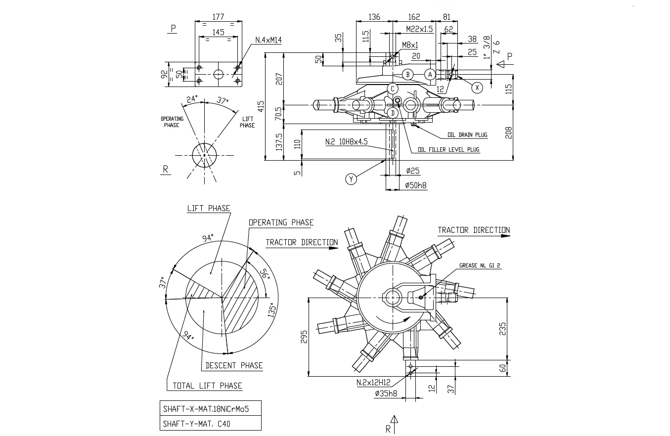 Rotary Rake Gearbox K-791A (7.21) Specifications