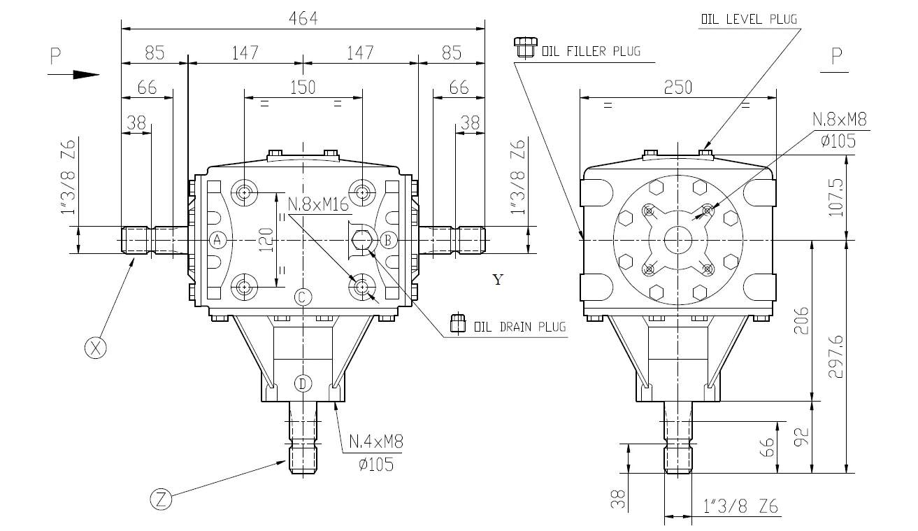 Flail Mower Gearbox T-269B Specifications