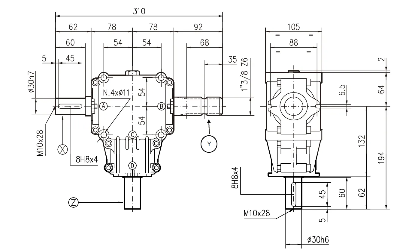 Flail Mower Gearbox T-281A Specifications