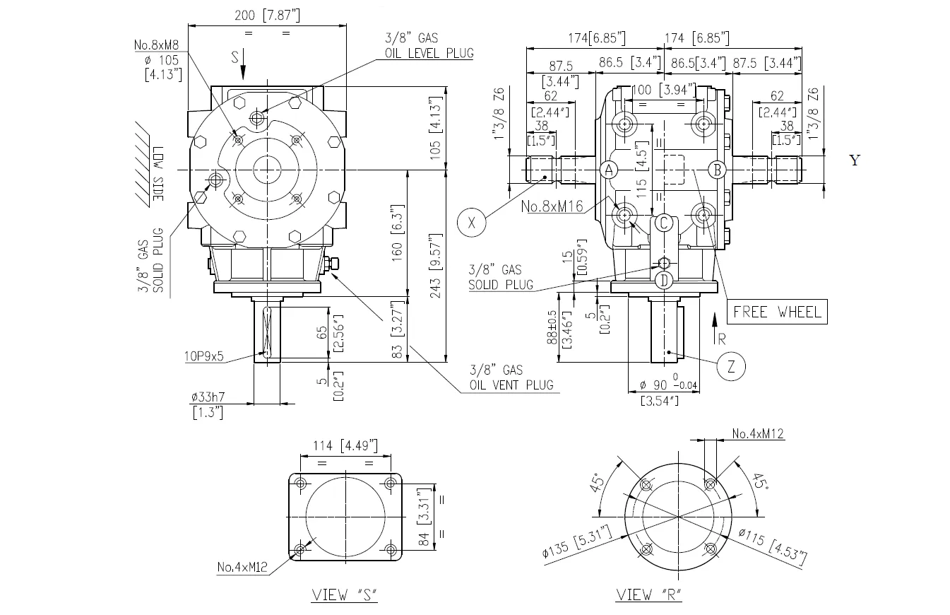Flail Mower Gearbox T-313J Specifications