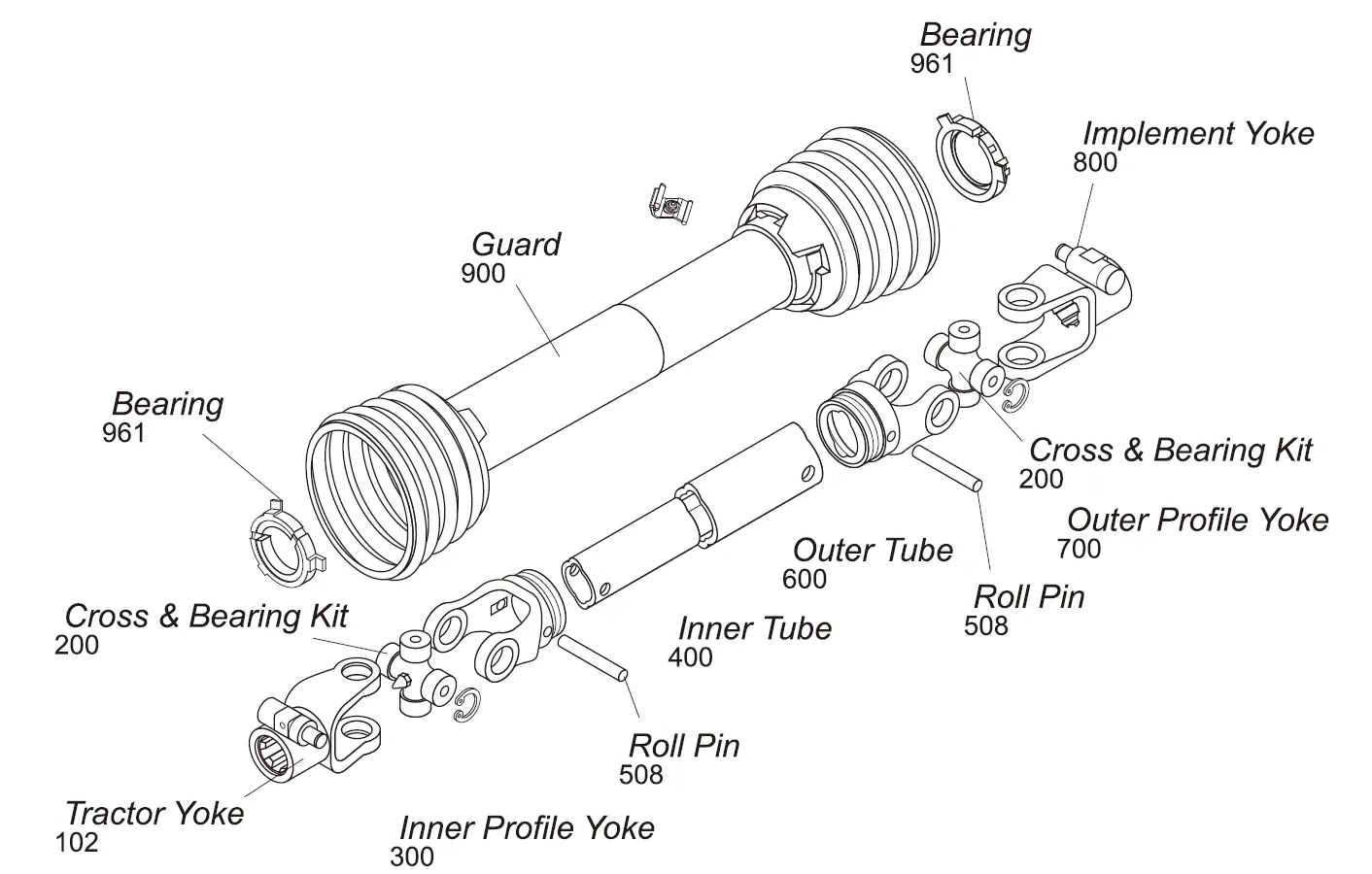 W2300 Series PTO Shaft Parts