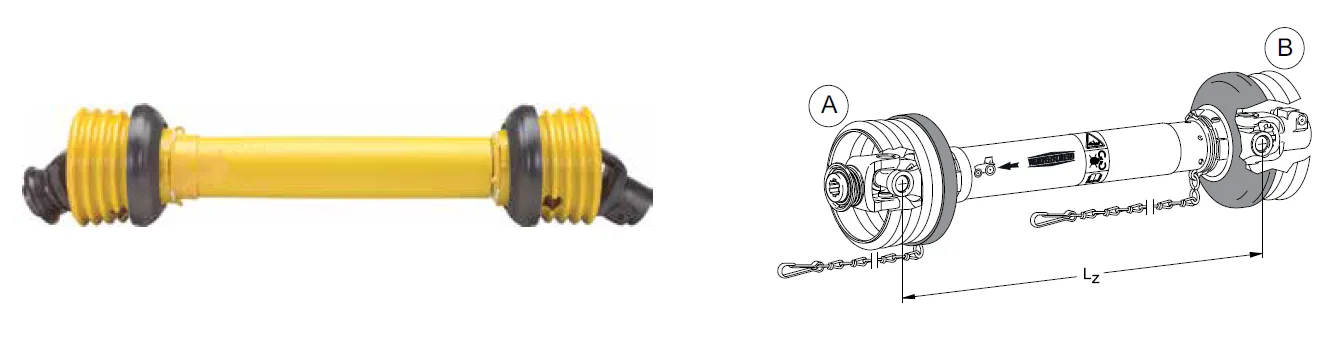W100E Series PTO Drive Shaft Size Chart