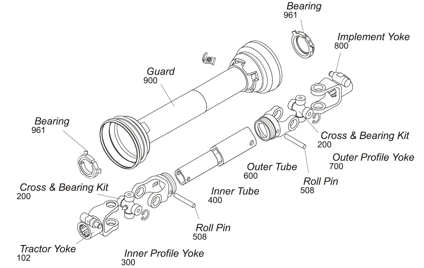 W2400 Series PTO Shaft Parts