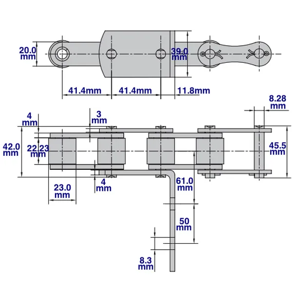 S55 Roller Chain with HF2 Attachment