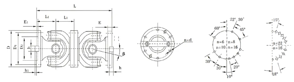 SWP-C Short Without Flex Type Universal Joint Coupling Dimensions