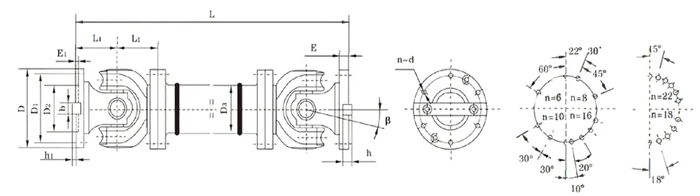 SWP-D Long Without Flex Type Universal Joint Coupling Dimensions