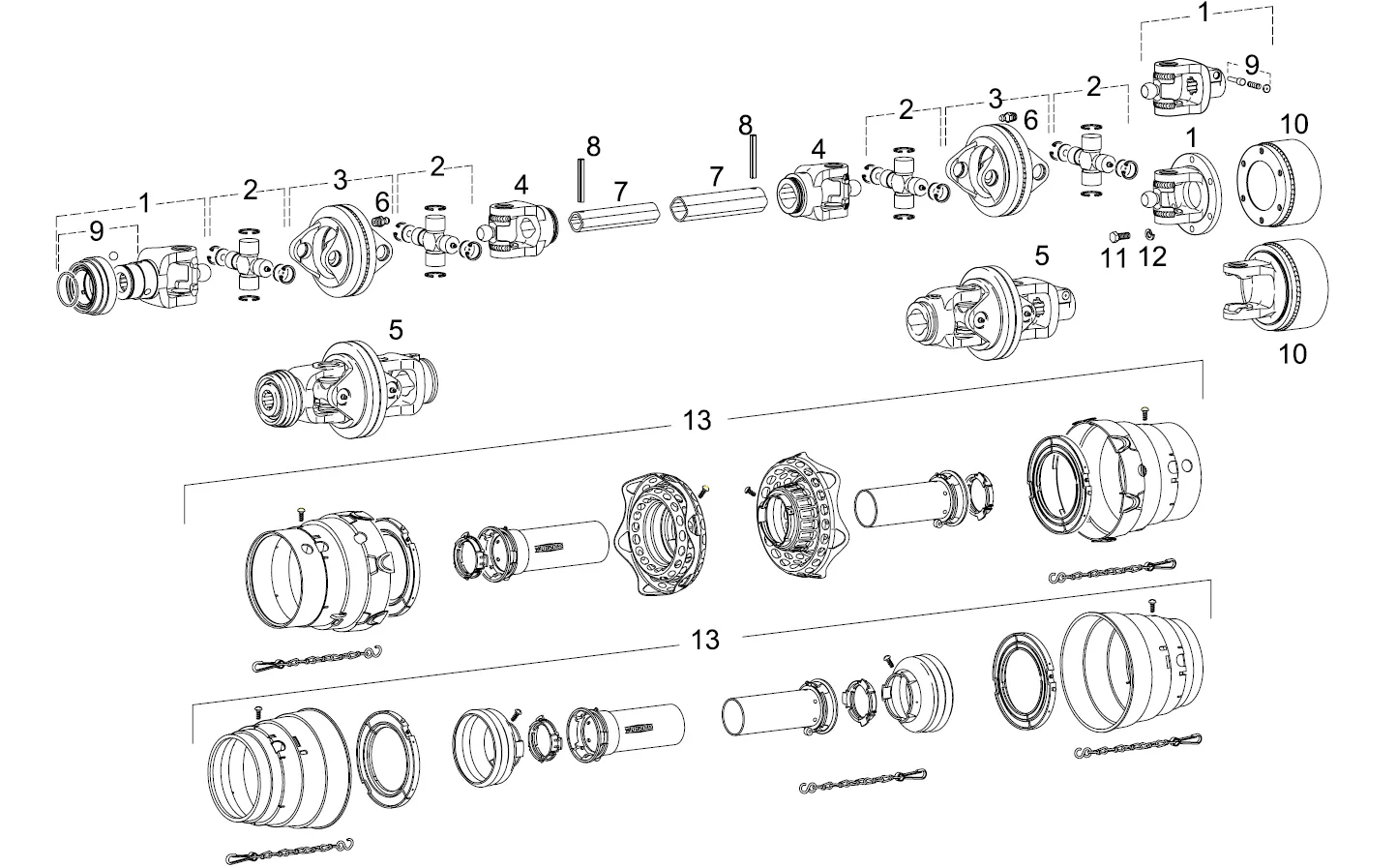 WWZ2480 Series PTO Shaft Parts Diagram