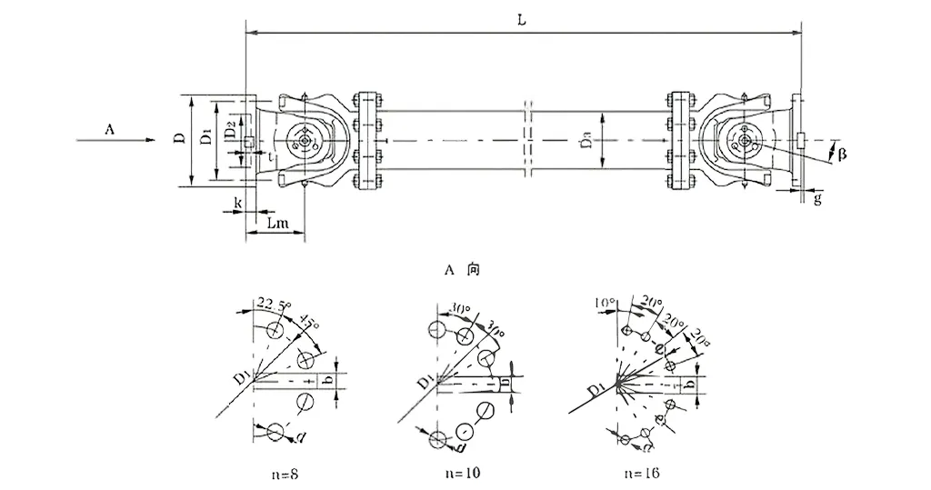 SWC-WF Without Flex Flange Type Universal Coupling Dimensions