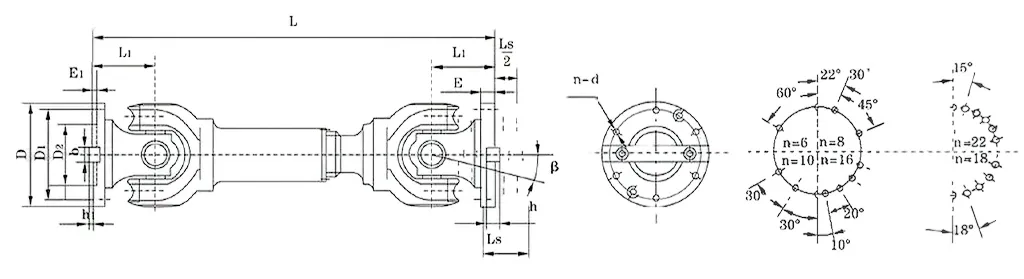 SWP-B Short Flex Type Universal Joint Coupling Dimensions