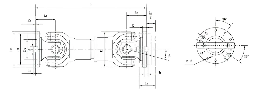 SWP-G Super Short Flex Type Universal Joint Coupling Dimensions