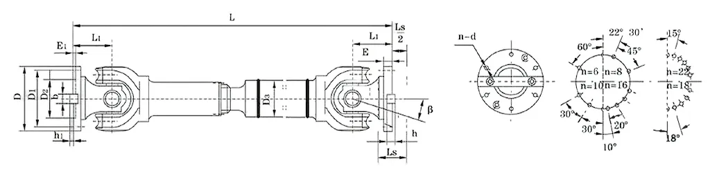 SWP-A Type Long Flex Type Universal Joint Coupling Dimensions