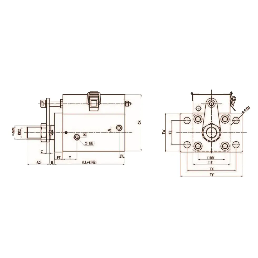 SSWQtyUB mdc compact hydraulic cylinder 11 50-100 Double Acting Single Axis Flange Type MDC Series Compact Mold Cylinder
