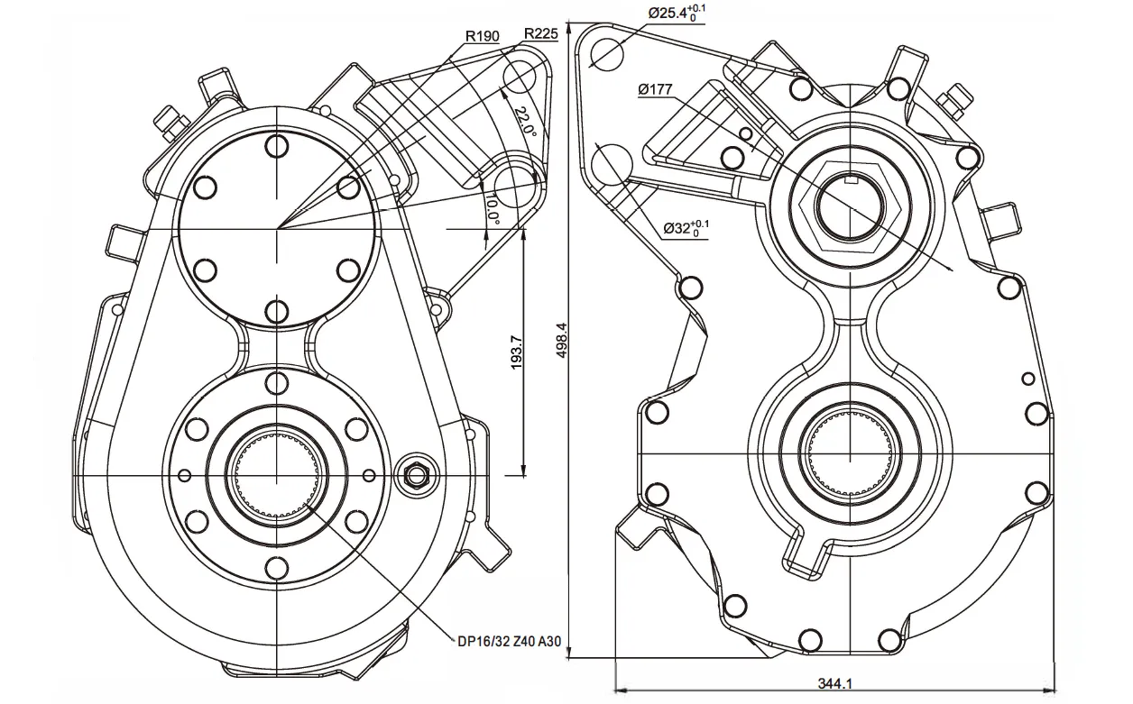 Square Baler Gearbox EP-DFK45 Dimensions