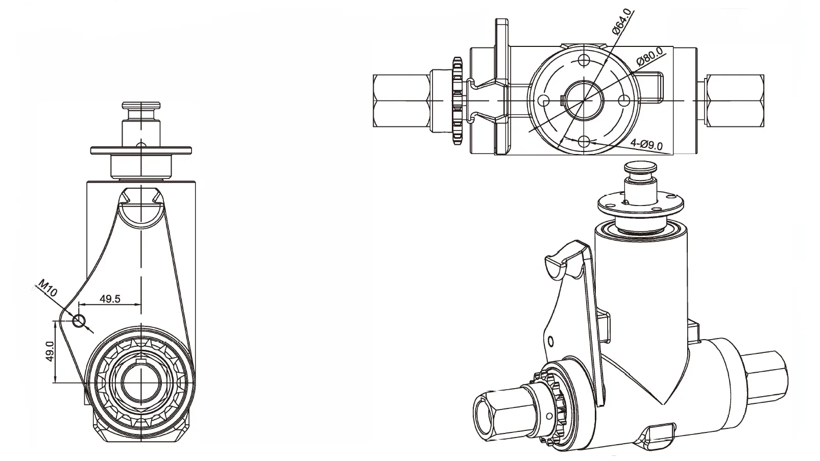 Double Disc Fertilizer Spreader Gearbox EP-SF11 Dimensions