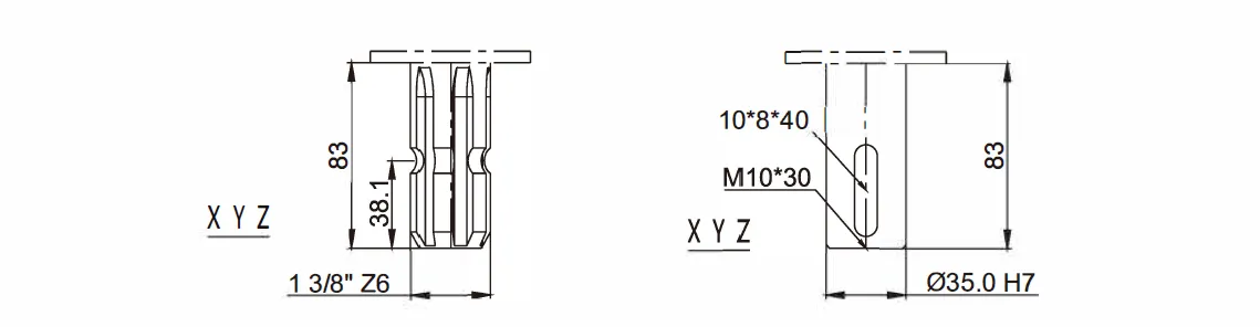 Fertilizer Seeder Gearbox EP190-R3 Shaft Dimensions