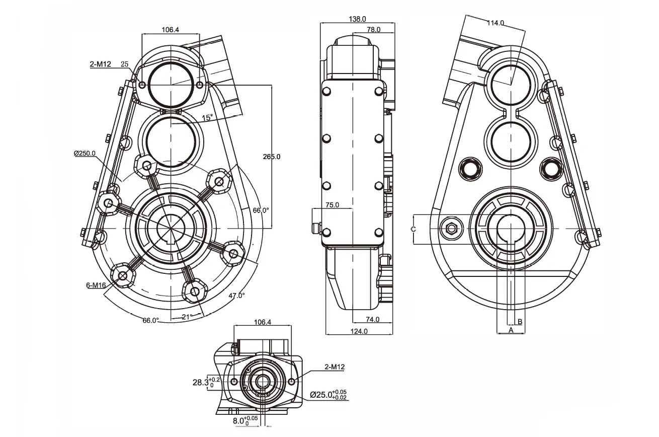 Fertilizer Seeder Gearbox EP35 Dimensions