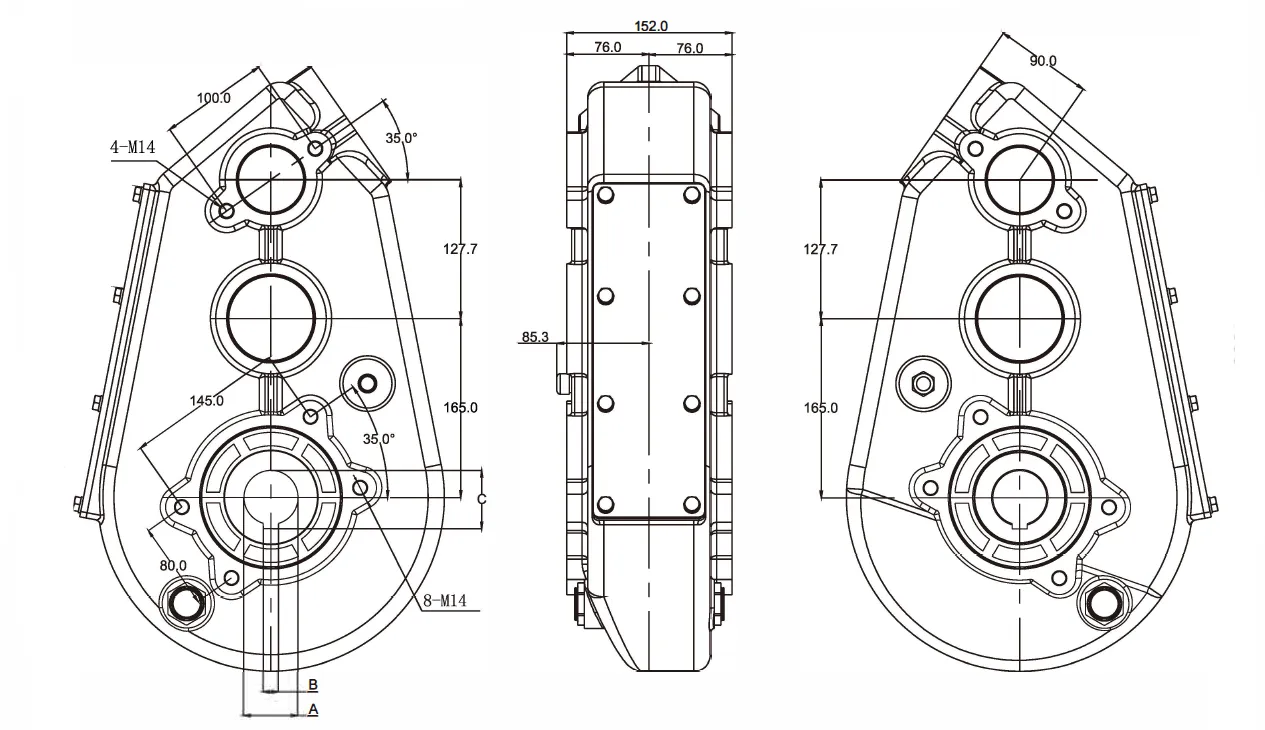 Fertilizer Seeder Gearbox EP50 Dimensions