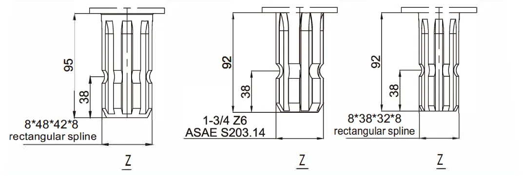 Grader Driven Rake Gearbox EP112 Shaft Dimensions