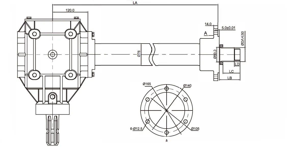 Grader Driven Rake Gearbox EP225 Extension Pipe