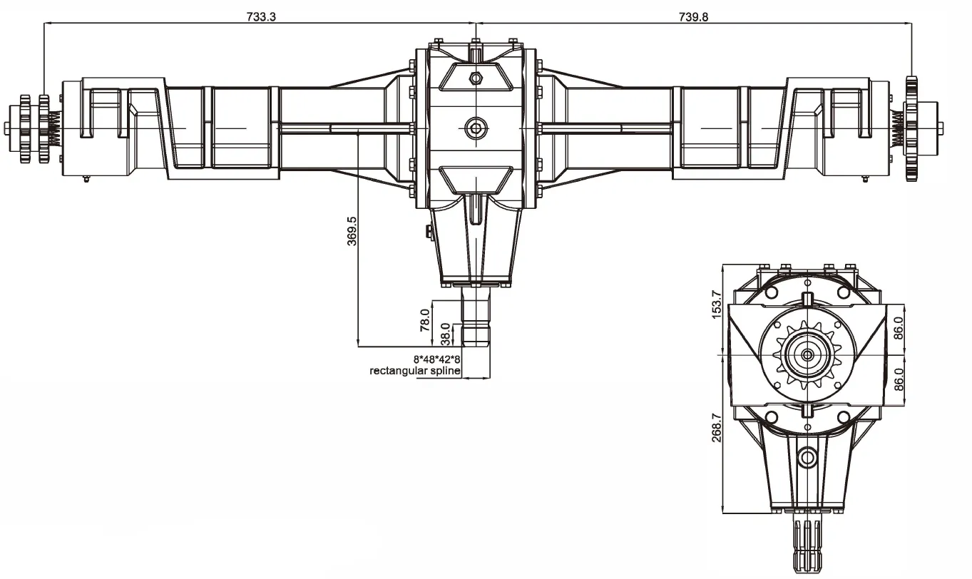 Round Baler Gearbox EP9.0 Dimensions