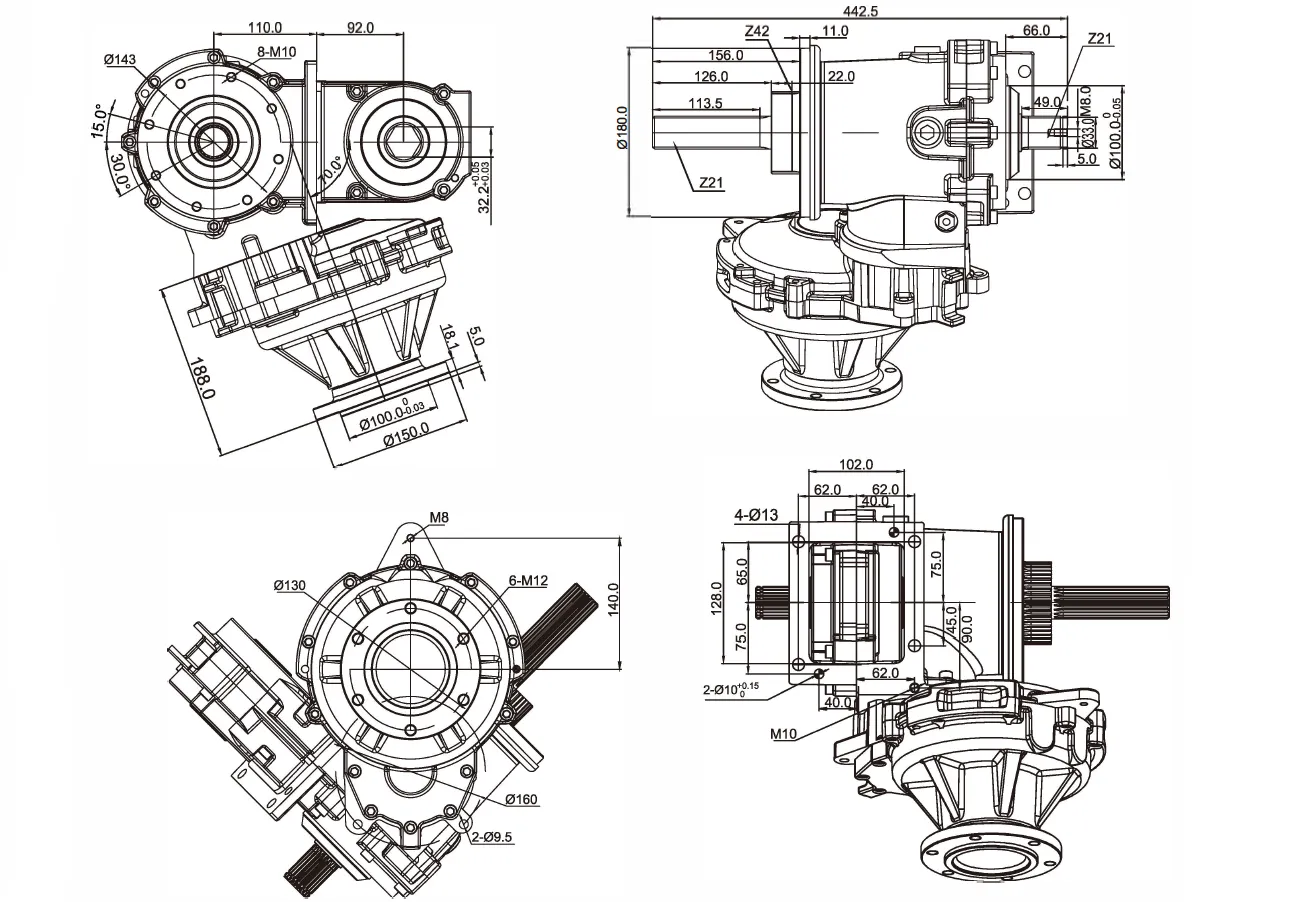 Silage Machine Gearbox EP-QZ-WRXL Dimensions