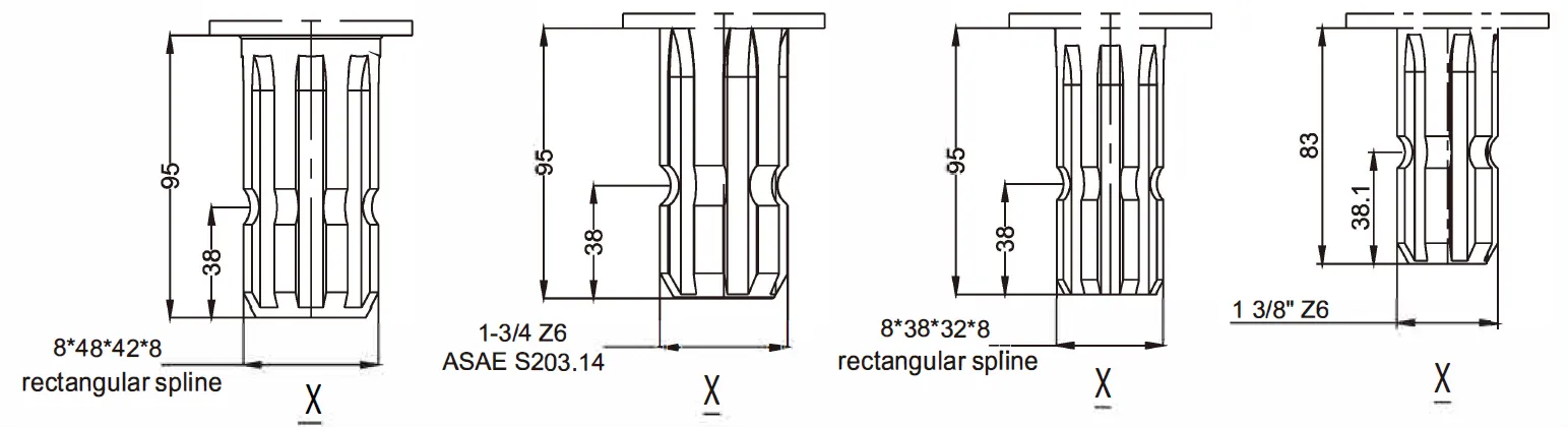 Fertilizer Seeder Gearbox EP-SF230 Shaft Dimensions