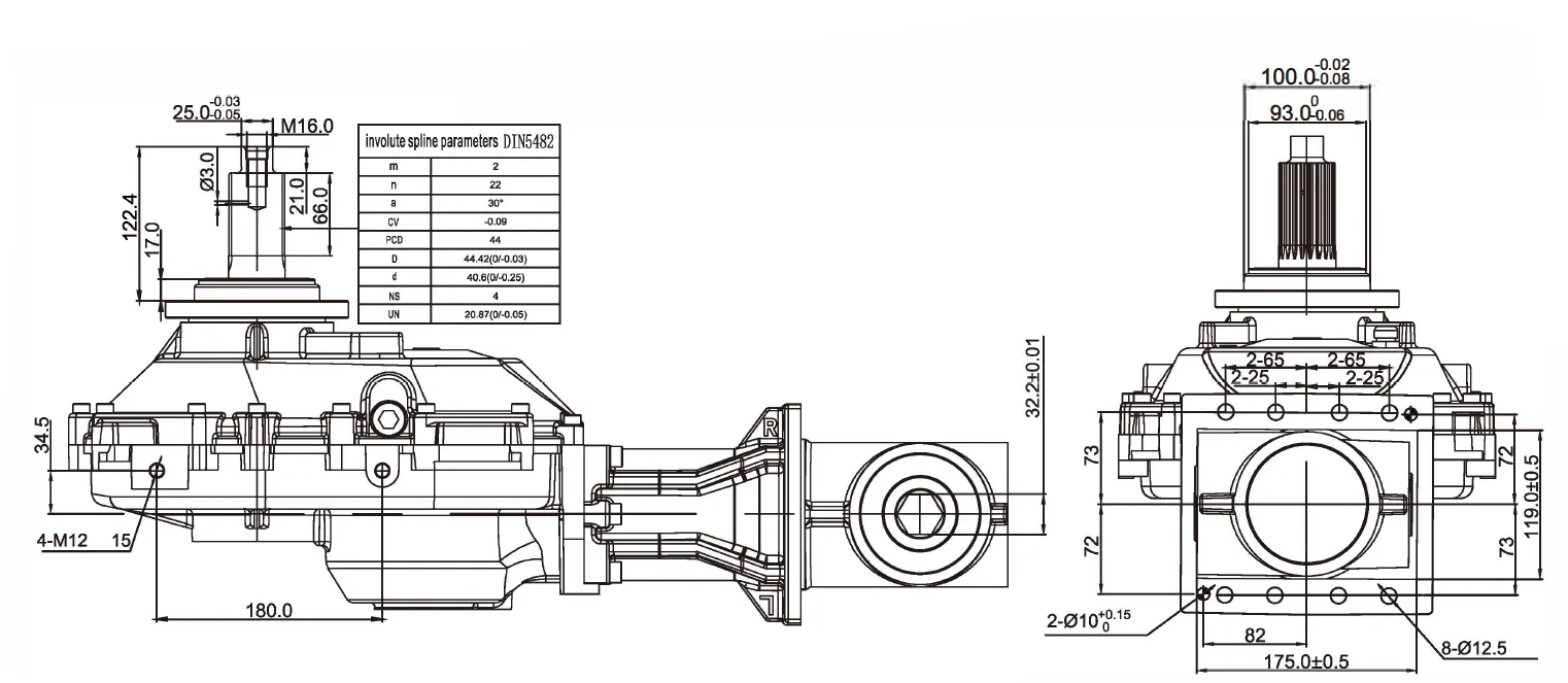 Silage Machine Gearbox EP-QZ-QGXRL Dimensions