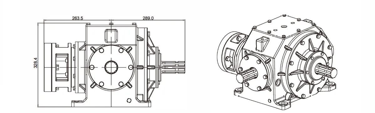 Square Baler Gearbox EP-FK155 Dimensions