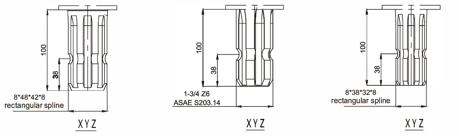 EP-FK215 Square Baler Gearbox Shaft Dimensions