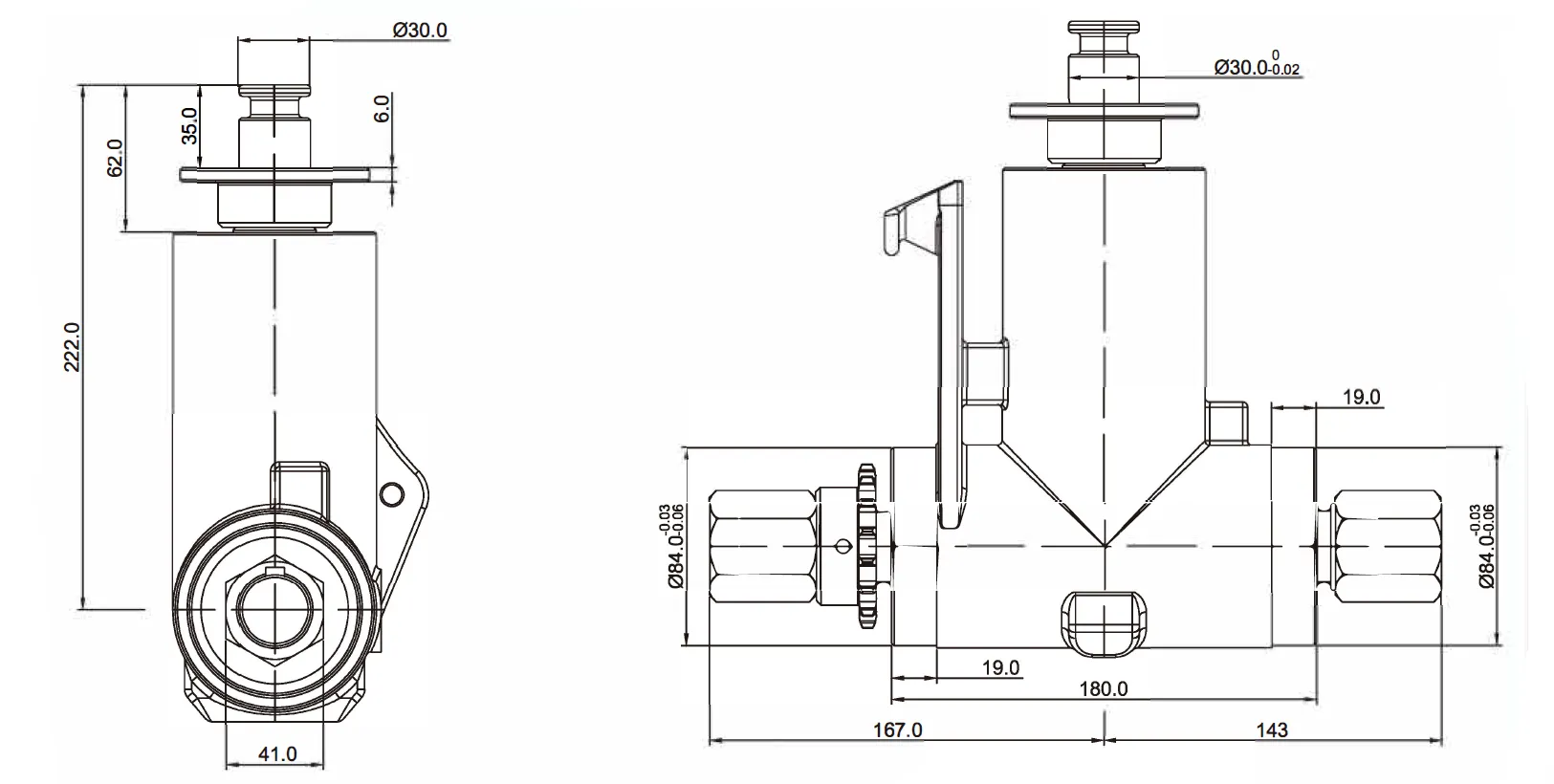 Double Disc Fertilizer Spreader Gearbox EP-SF11 Dimensions