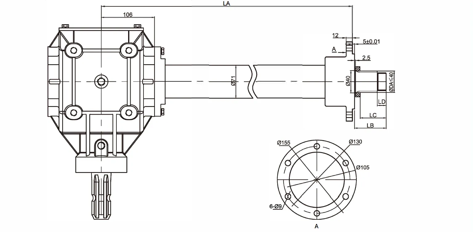 Grader Driven Rake Gearbox EP190 Extension Pipe