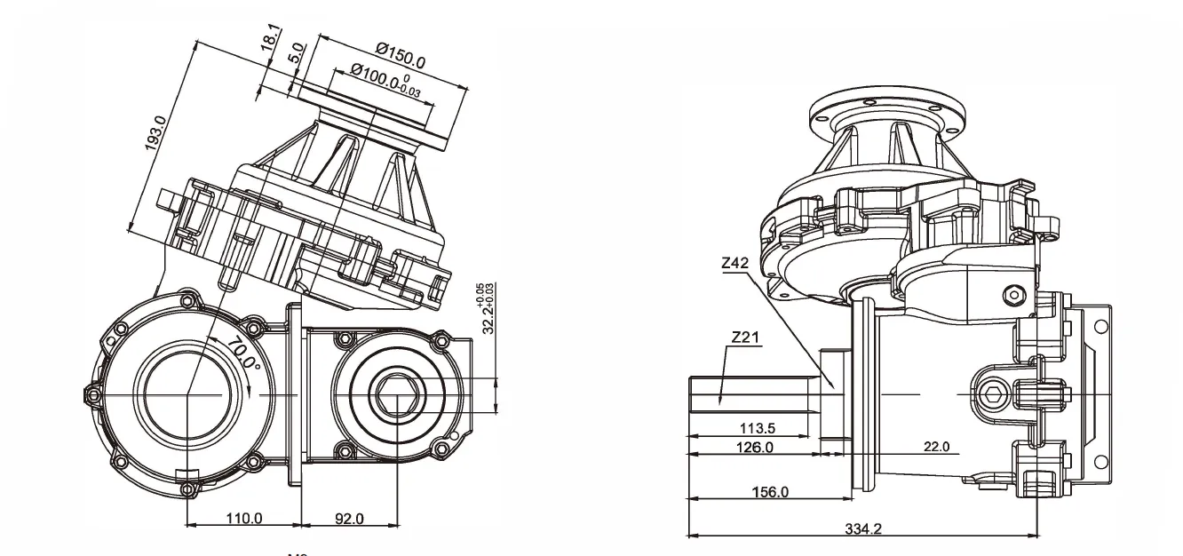 Silage Machine Gearbox EP-QZ-WRXR Dimensions