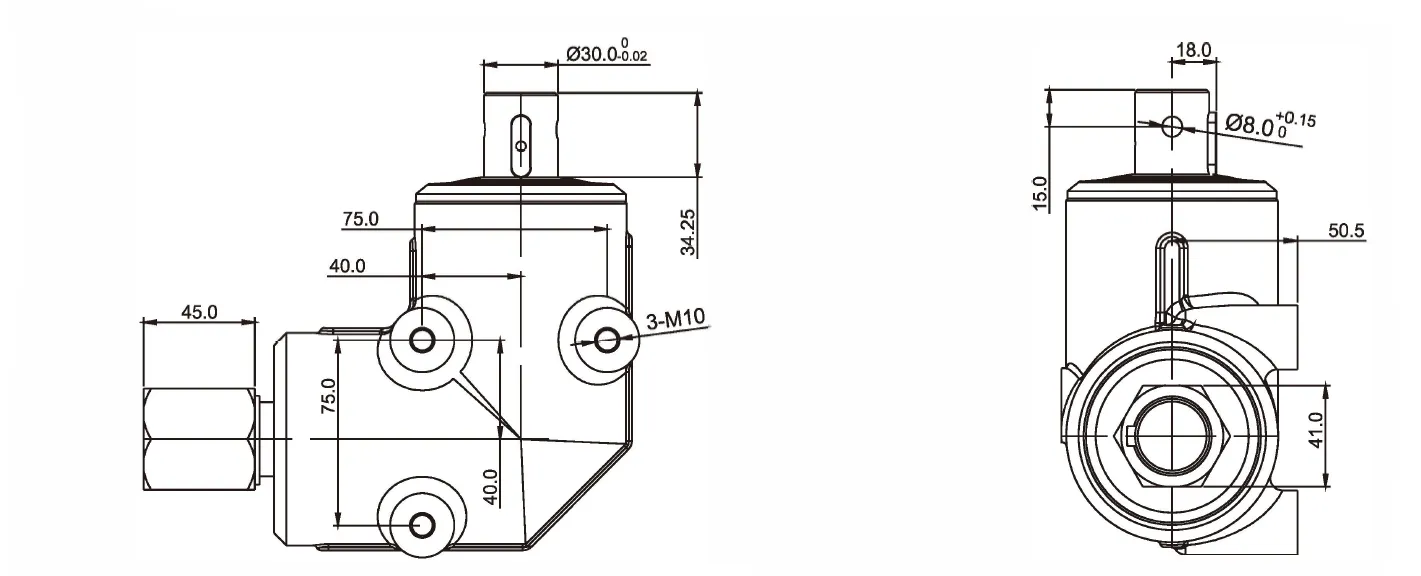 Double Disc Fertilizer Spreader Gearbox EP-SF10 Dimensions
