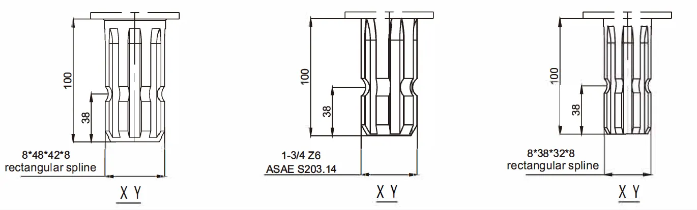 Square Baler Gearbox EP-FK263 Shaft Dimensions