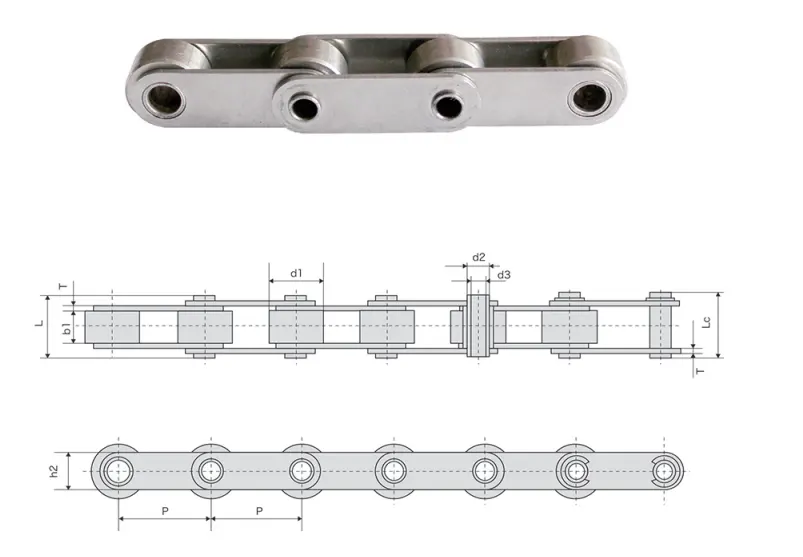 Stainless Steel Double Pitch Hollow Pin Chain Specification
