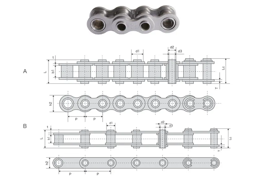 Stainless Steel Hollow Pin Chain Specification