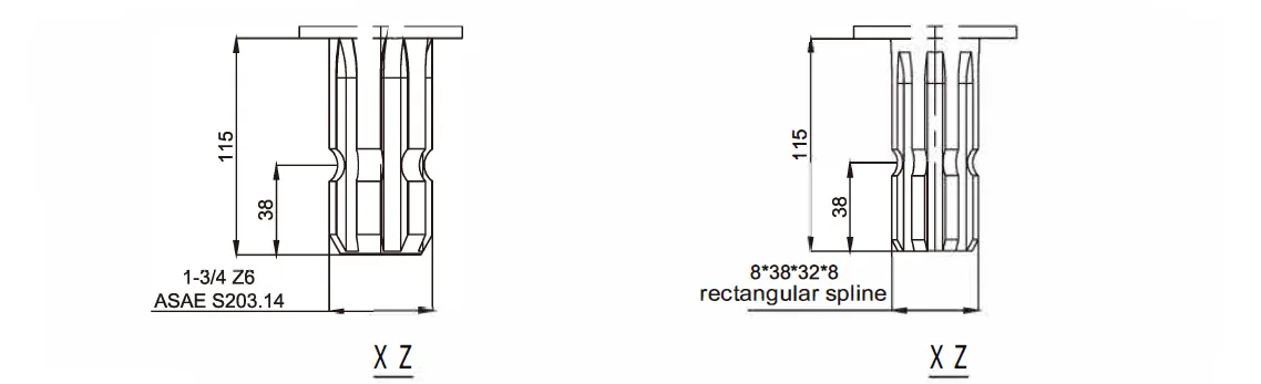 Trailing Mower Gearbox Replacement of Comer T-279D Shaft Dimensions